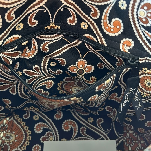 Vera Bradley Caffe Latte Quilted Shoulder Bag Purse, Black Brown Paisley Pattern - Picture 4 of 9